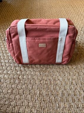 Beaba Paris Diaper Bag in Brick - Canvas Shoulder Bag with Changing Pad Included